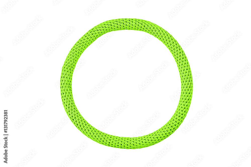 Green elastic metallic round bracelet isolated on white background, clipping path included Green elastic metallic round bracelet isolated on white background, clipping path included