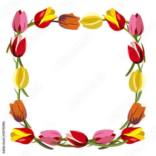 Frame of tulips in colors, vector
