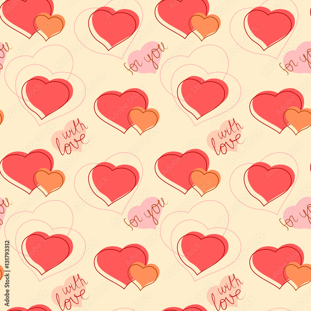 Seamless pattern with hearts. Love background. Valentine's Day. Vector illustration