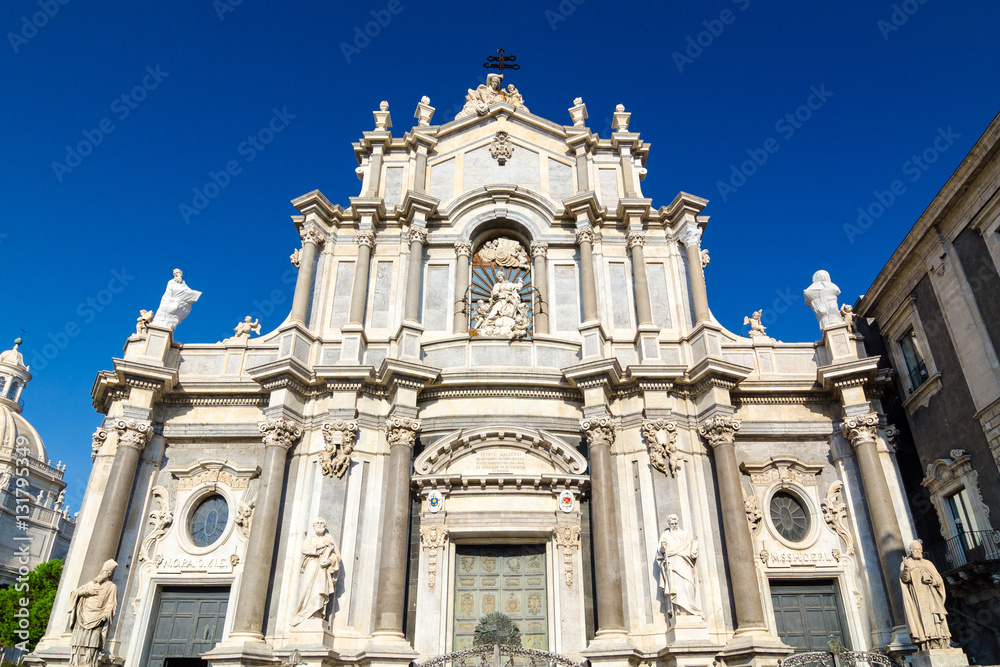 Facade of the Cathedral of Santa Agatha. Catania, Sicily, Italy