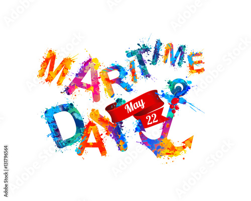  National Maritime Day card. Splash paint