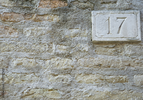 Number of street address with number 17 closeup