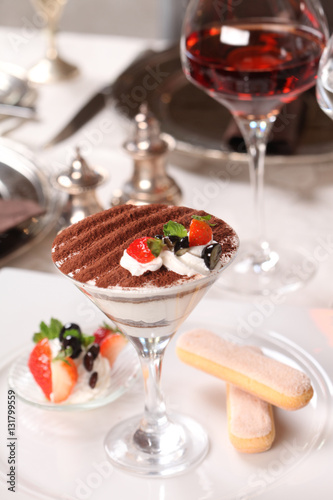 Fine dining - creamy white and chocolate dessert