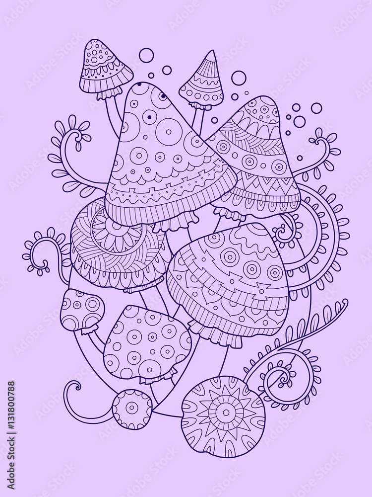 Mushroom color drawing vector illustration Stock Vector Adobe Stock
