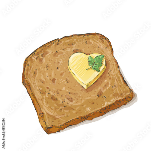 vector Brown bread with butter
