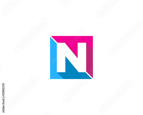 Initial Letter N Square Cut Logo Design Element