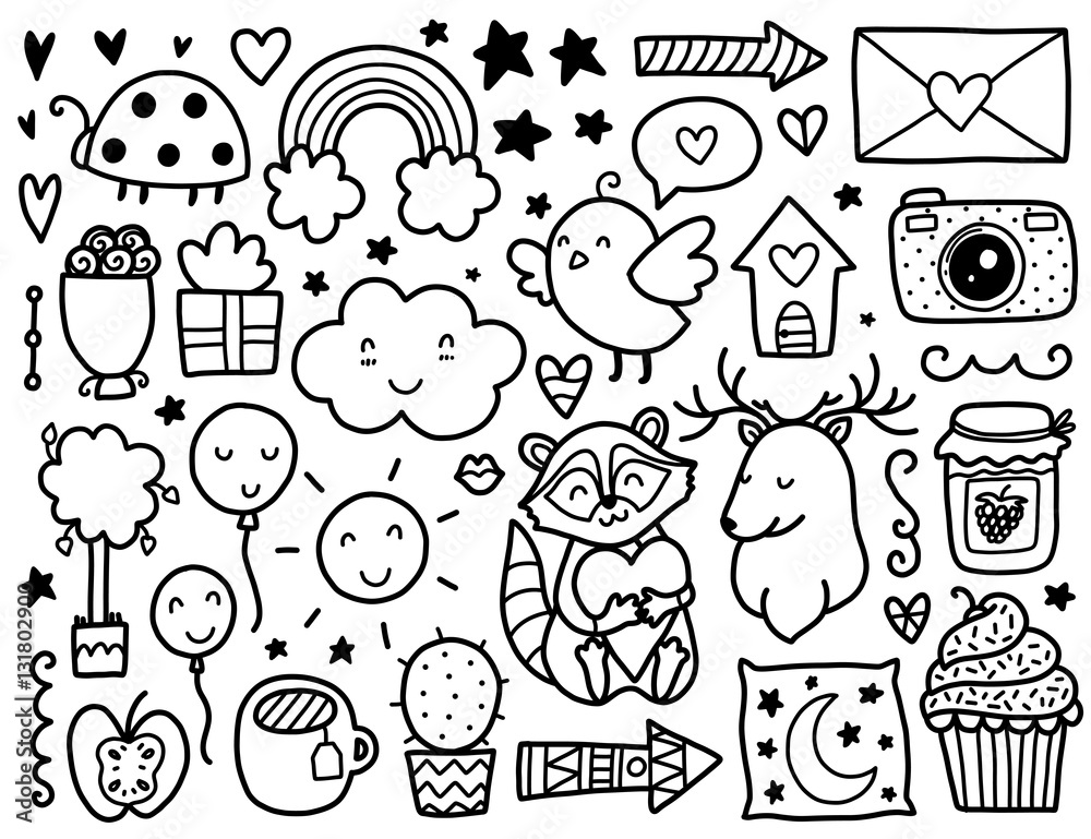 Doodles cute elements. Doodles cute elements.