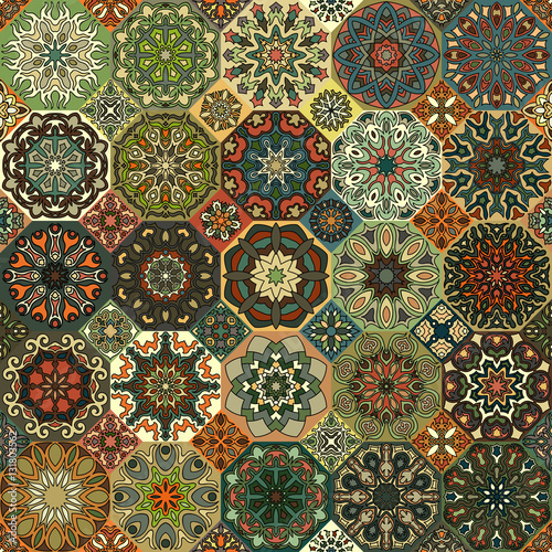 Seamless pattern. Vintage decorative elements. Hand drawn background. Islam, Arabic, Indian, ottoman motifs. Perfect for printing on fabric or paper.
