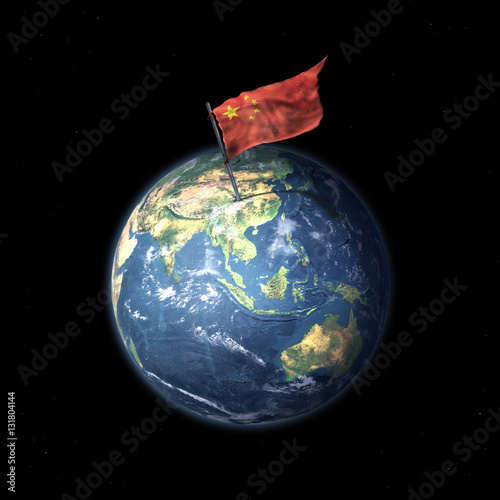 Drapeau de Chine sur la planète Terre 