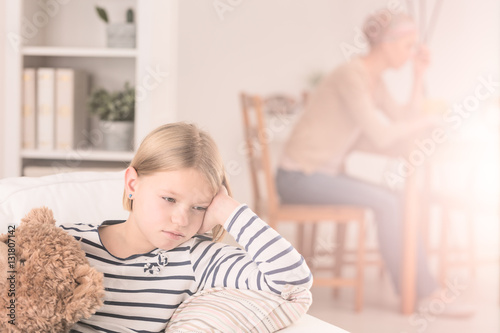 Lonely child and ill mother