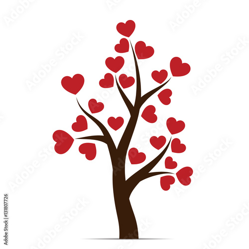 Love tree with heart leaves