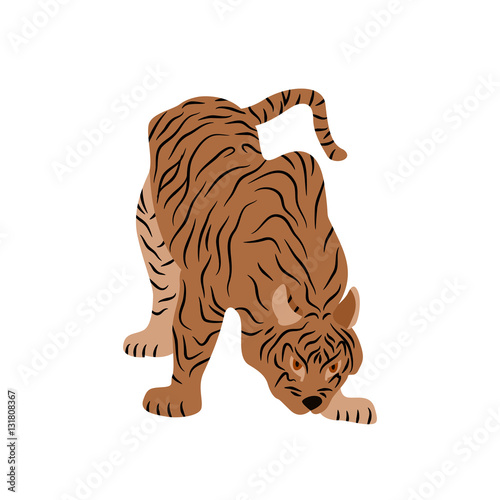 Fototapeta Naklejka Na Ścianę i Meble -  Tiger vector illustration style Flat