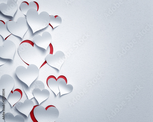paper hearts  - 3D romantic  card / background ( love , valentine , wedding )