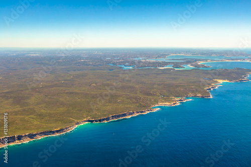 Aerial view of Wattamolla, Royal National Park, a protected national park That Is located south of Sydney, New South Wales, in eastern Australia.