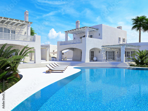 Villa with swimming pool. summer concept. 3d rendering © 2mmedia