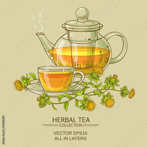 Valokuva safflower tea vector illustration