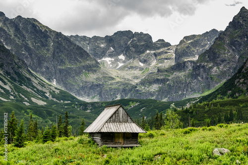 Wooden hut in the high Polish mountains