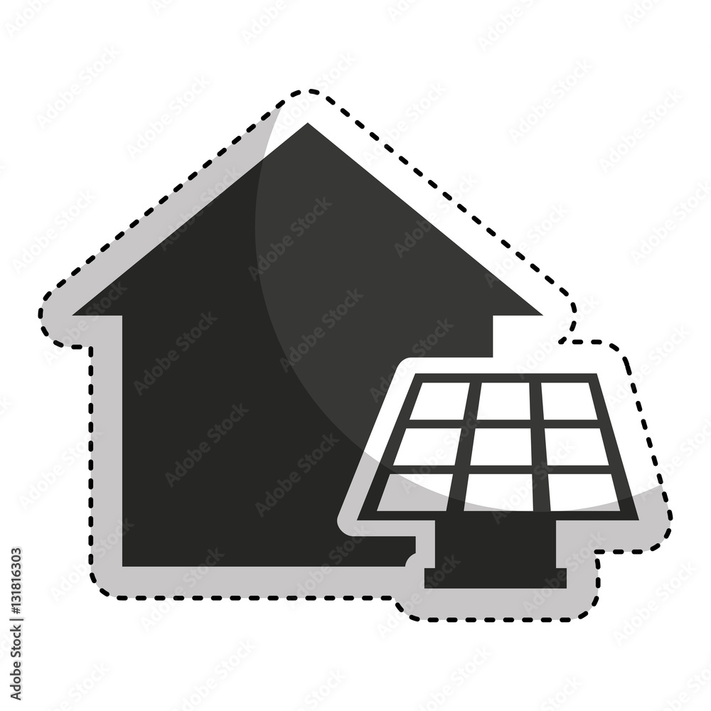 house exterior with panel solar isolated icon vector illustration design