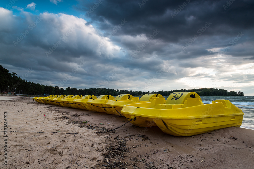 Fototapeta premium Yellow pedal boats