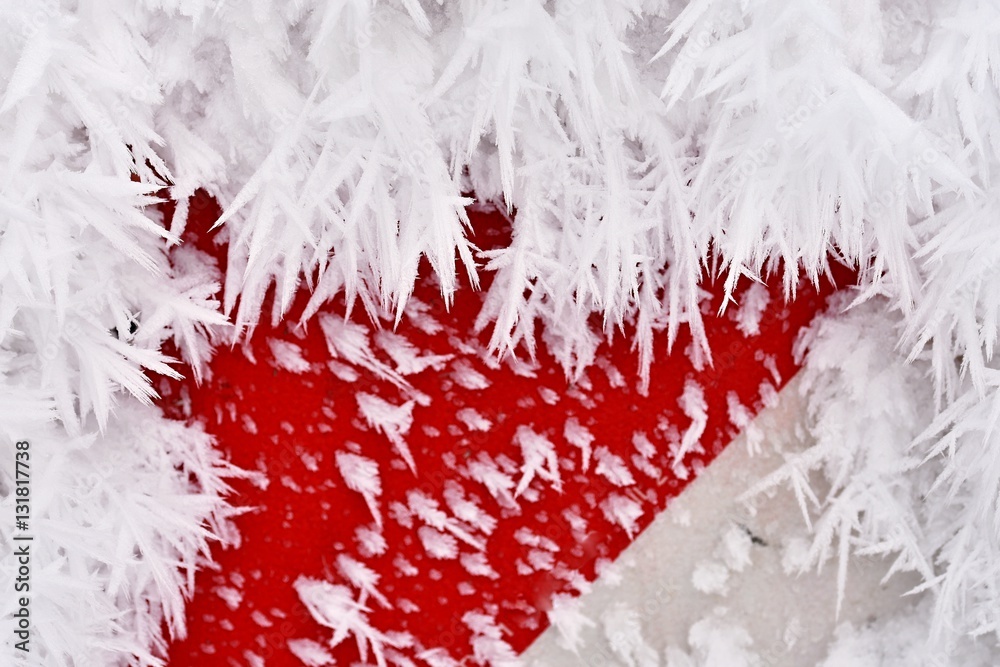 Frost - hoarfrost. Beautiful winter seasonal abstract background.