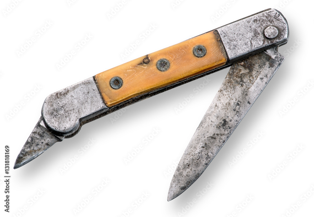 altes Klappmesser mit Holzgriff und Patina altes Klappmesser mit Holzgriff und Patina