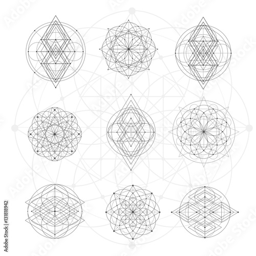 Sacred geometry signs. Set of symbols and elements. Alchemy, religion, philosophy, spirituality, hipster symbols and elements. geometric shapes