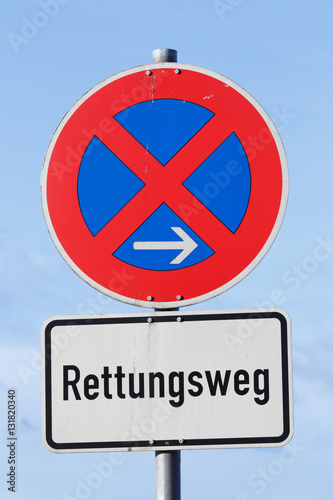 German sign no stopping parking, (Translation: Rescue route)