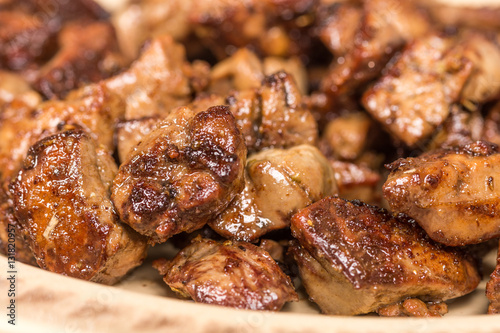 Macro closeup fried chicken liver