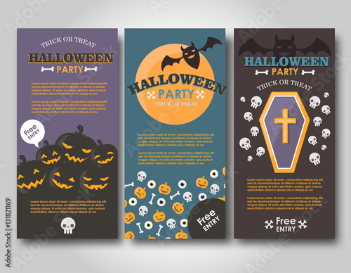 Halloween Banners Set. Flat Halloween illustration.