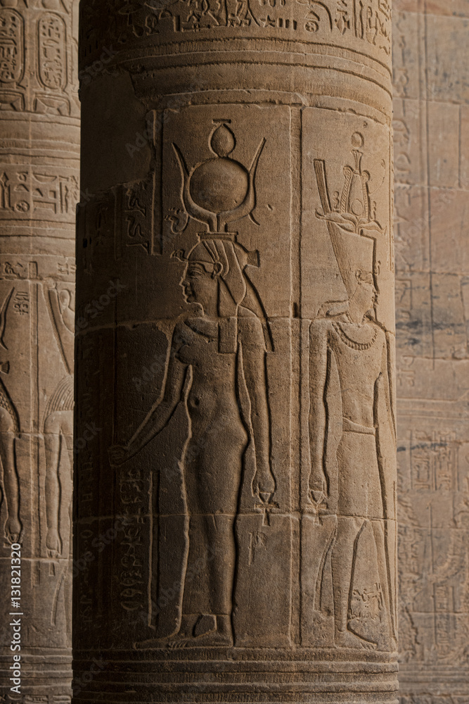 Carved column at temple of philae