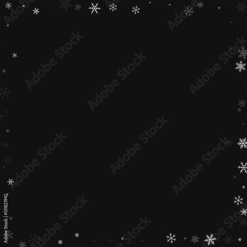 Wallpaper Mural Sparse snowfall. Chaotic frame on black background. Vector illustration. Torontodigital.ca