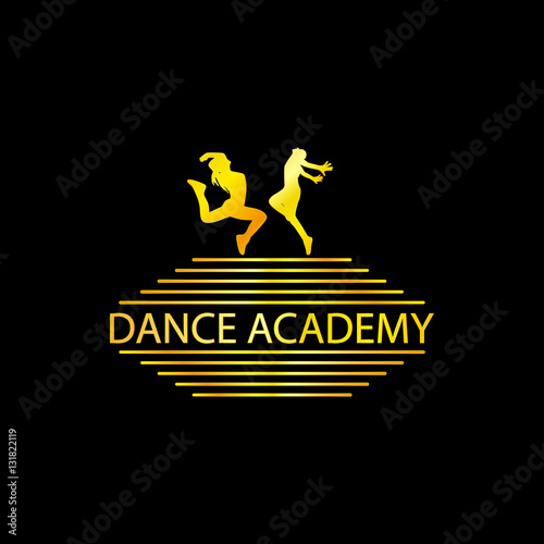 Luxury Golden Dance Academy Logo Silhouette, EPS8, Vector, Illustration