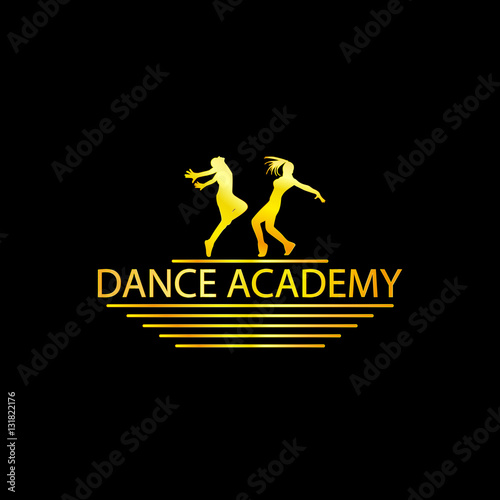 Luxury Golden Dance Academy Logo Silhouette, EPS8, Vector, Illustration