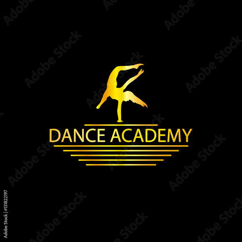 Luxury Golden Dance Academy Logo Silhouette  EPS8  Vector  Illustration