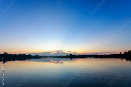 Sunset with reflection on the lake © songphon