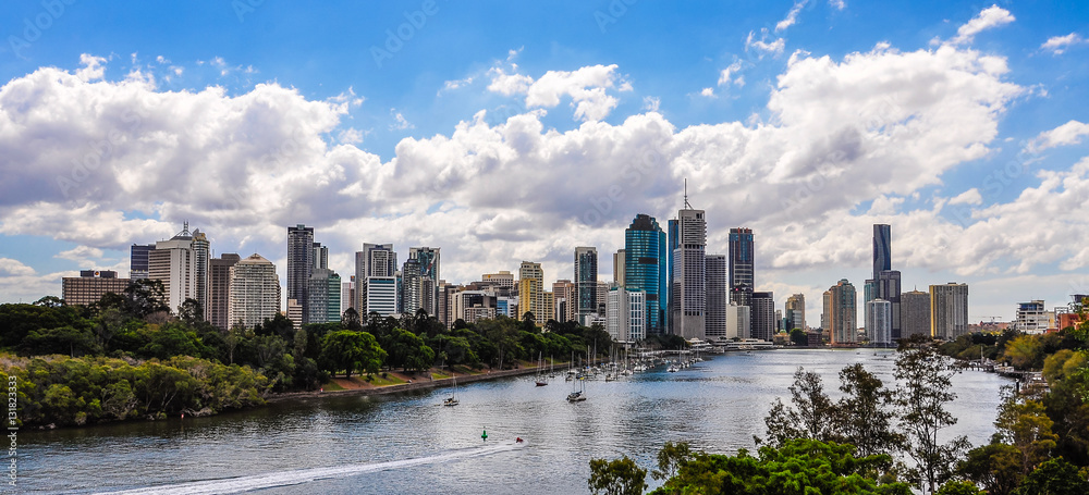 Panoramic view of Central Business District in Brisbane, Austral