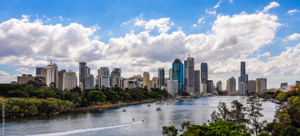 Panoramic view of Central Business District in Brisbane, Austral Panoramic view of Central Business District in Brisbane, Austral