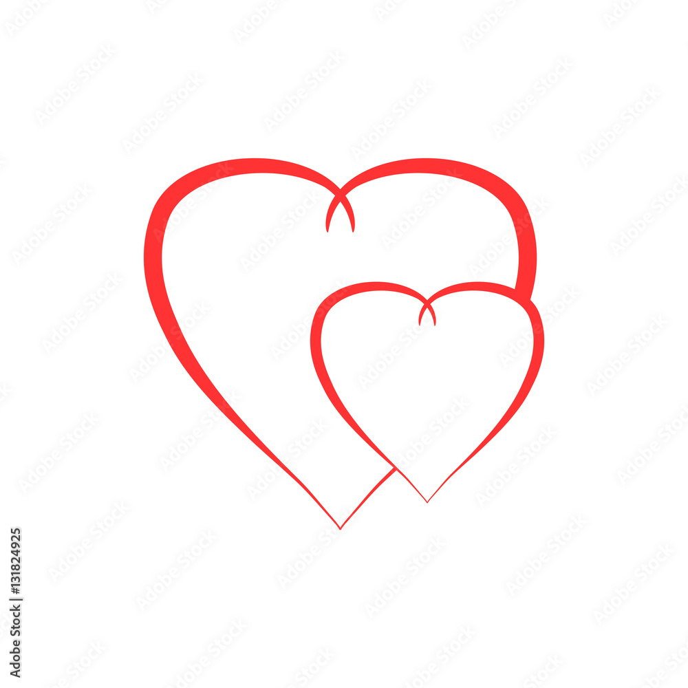 Heart two ribbon isolated