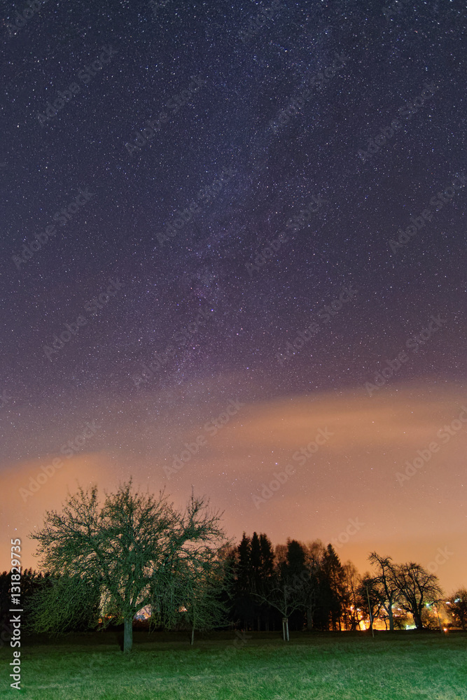 Night sky with the milky way as seen from Raithaslach in Germany.