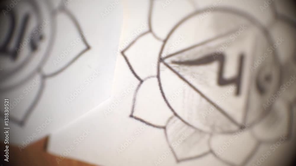 Close-up picture of the chakras on paper Close-up picture of the chakras on paper