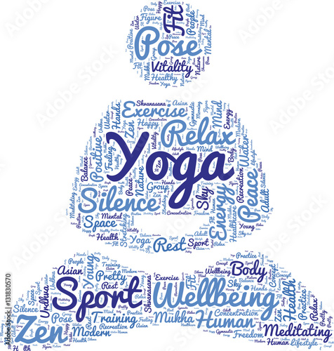 Yoga pictogram vector tag cloud illustration