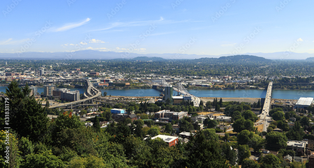 City of Portland - View of South Waterfront and East Portland as seen from Marquam Hill, west of the Willamette River.