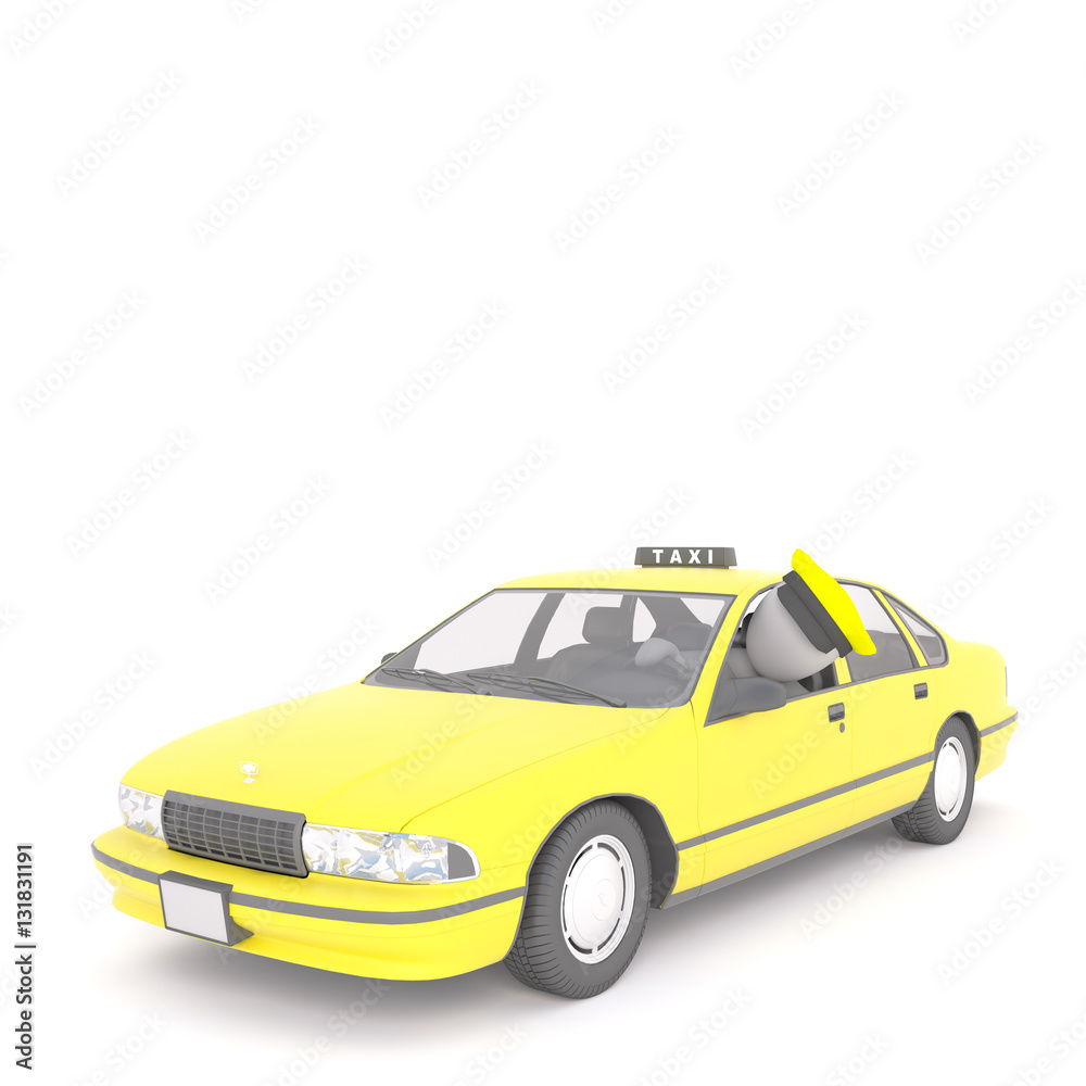 3D rendering of man in yellow chauffeur cap 3D rendering of man in yellow chauffeur cap