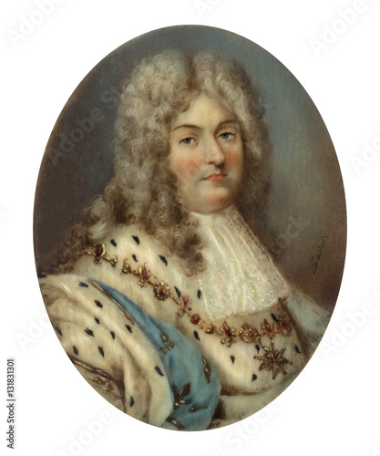 Canvas-taulu King Louis XIV of France (1638-1715) - The Great Sun King - Antique Miniature Pa