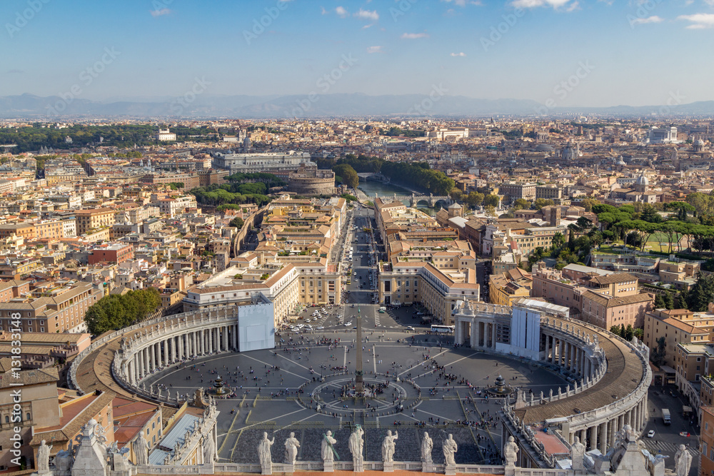 The skyline of Rome from St. Peter's Basilica.