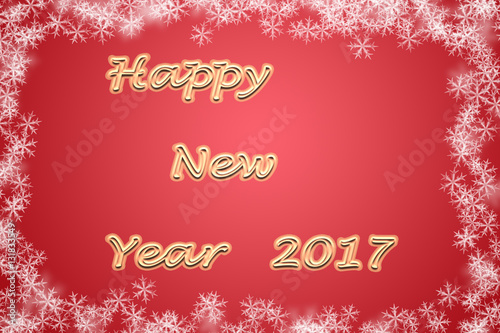 Happy new year 2017 on red background