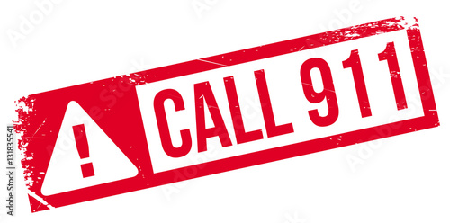 Call 911 rubber stamp