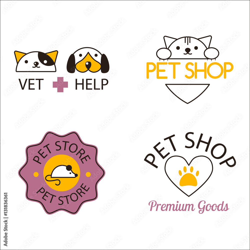 Pet shop symbols vector.