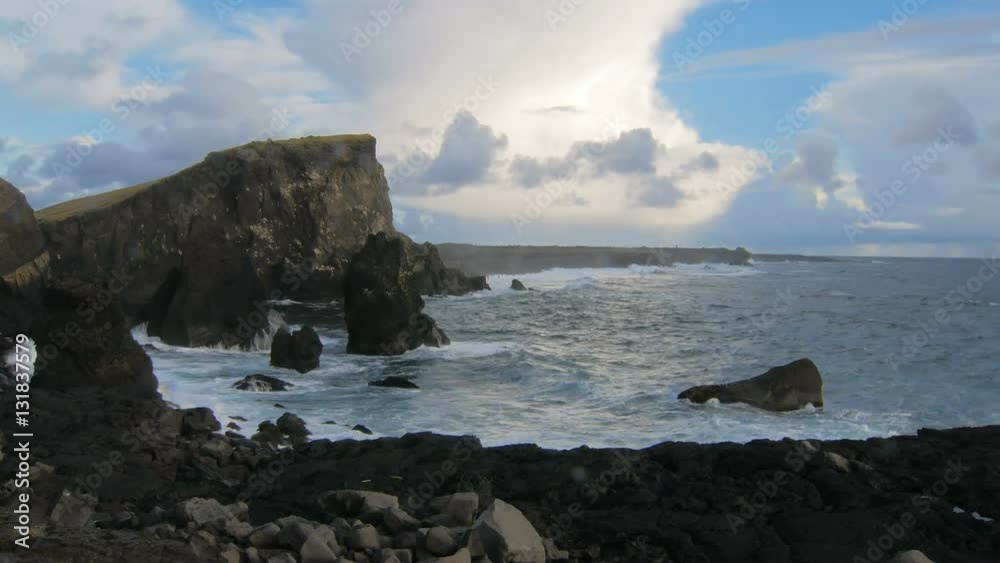 timelapse, powerfull sea waves is breaking of rocky coast on south-west edge of Iceland timelapse, powerfull sea waves is breaking of rocky coast on south-west edge of Iceland