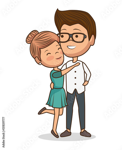 lovely couple valentines day vector illustration design